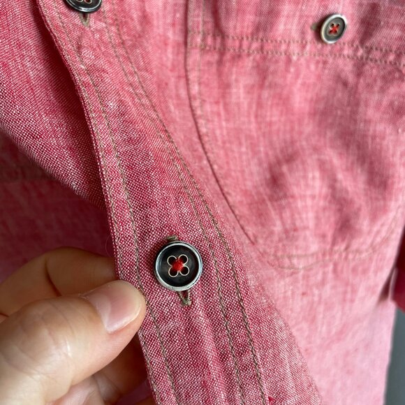 PAOLETTI 100% Linen Shirt Short Sleeve Button Down Pink Men's Size XXL - Picture 5 of 14